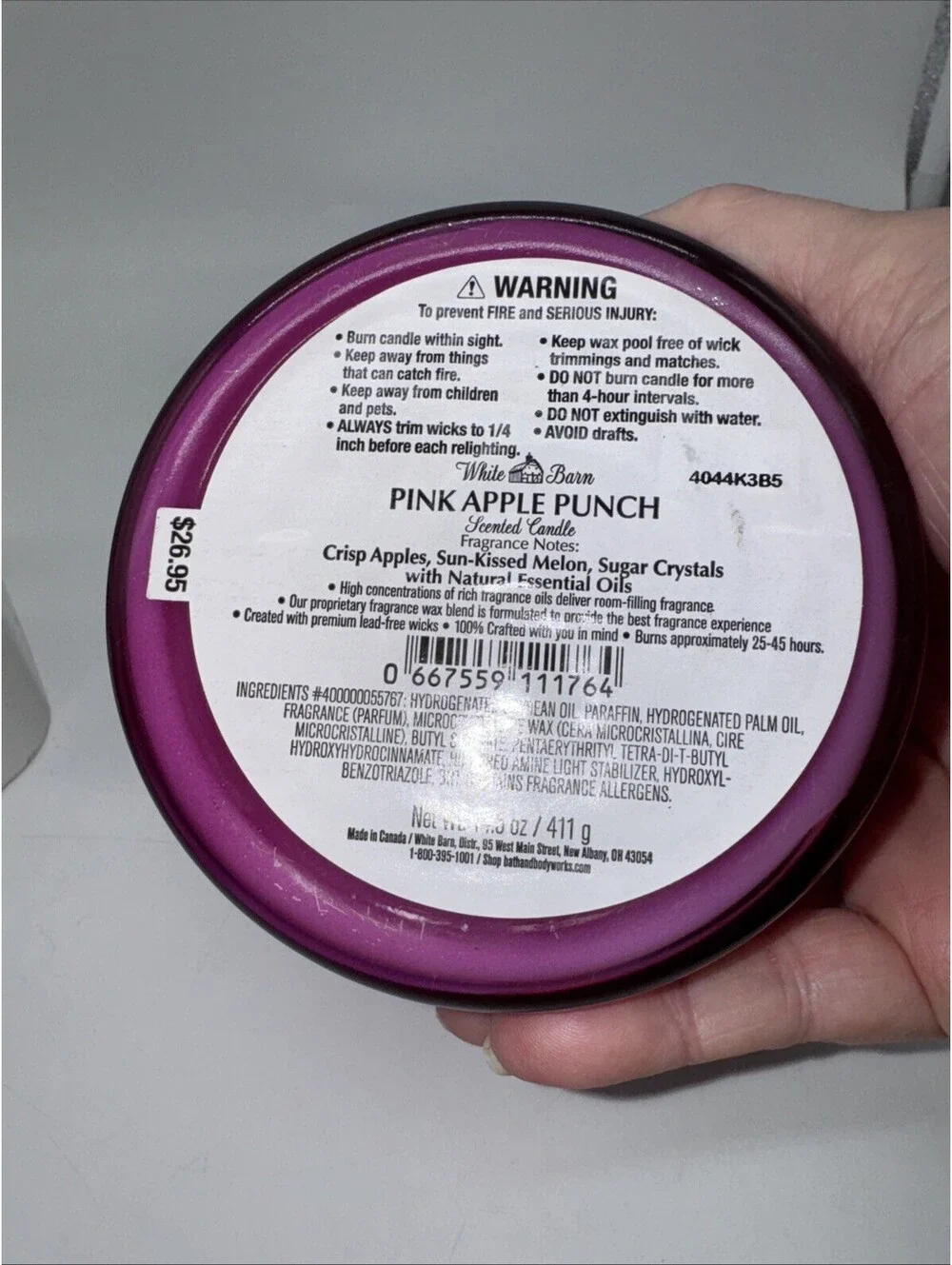 Pink Apple Punch Scented Candle [Bath & Body Works/White Barn]